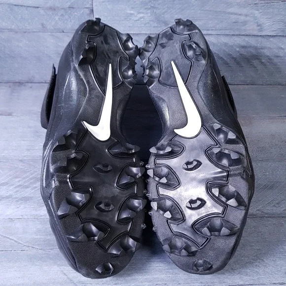 NIKE Force Savage Pro 2 Shark Rubber Football Cleats Men 12.5 WIDE Black Linemen